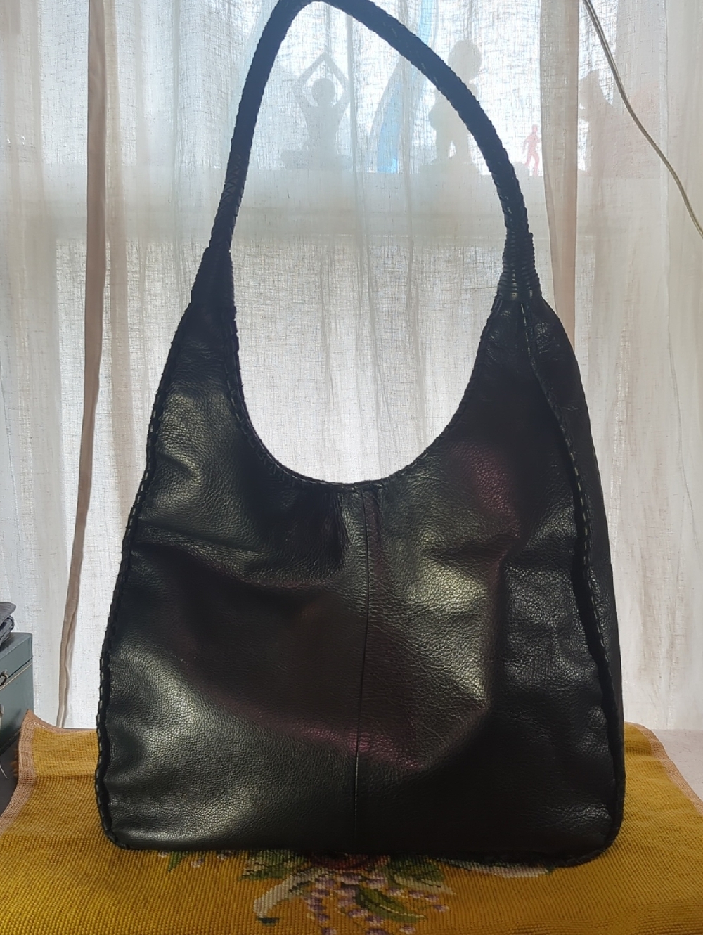 Margot Boho Black Leather Shoulder Bag